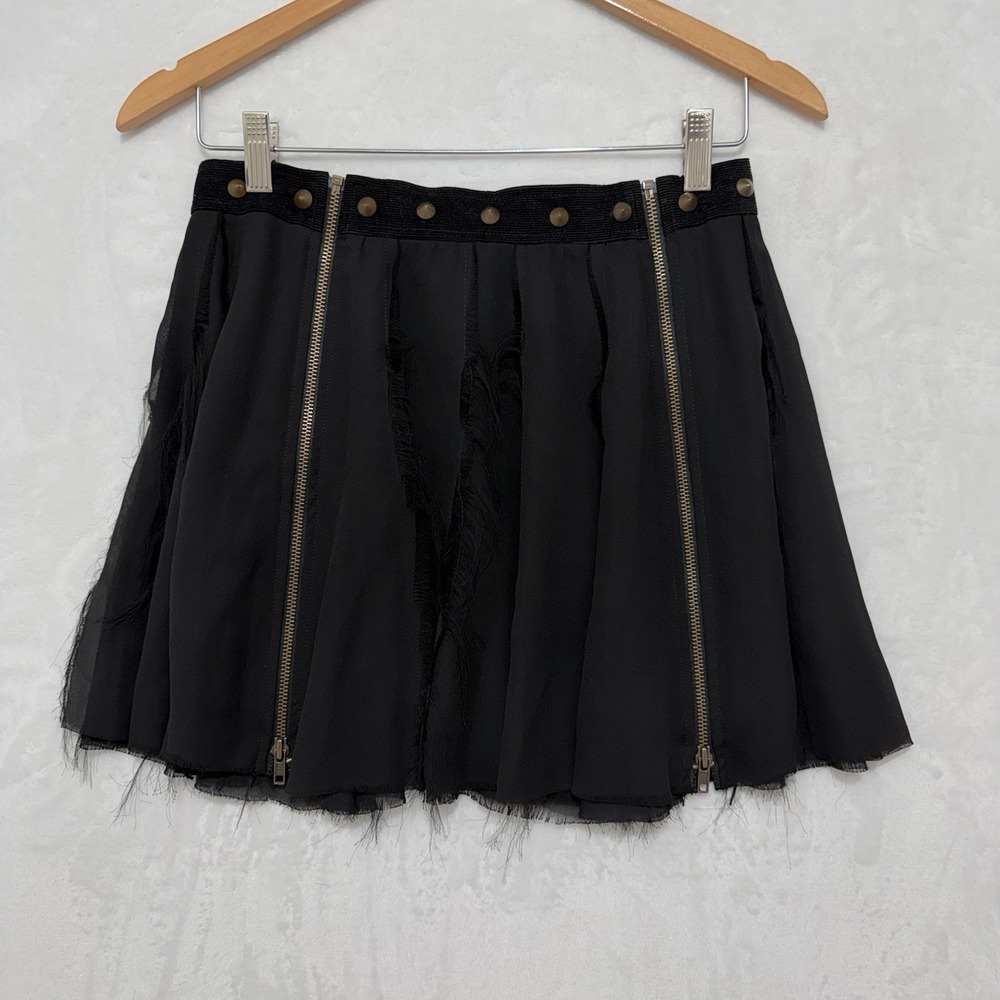 Rare Vtg Betsey Johnson Studded Zip Mini Skirt Sz 6 Indie Sleaze Y2K Grunge - Picture 9 of 10